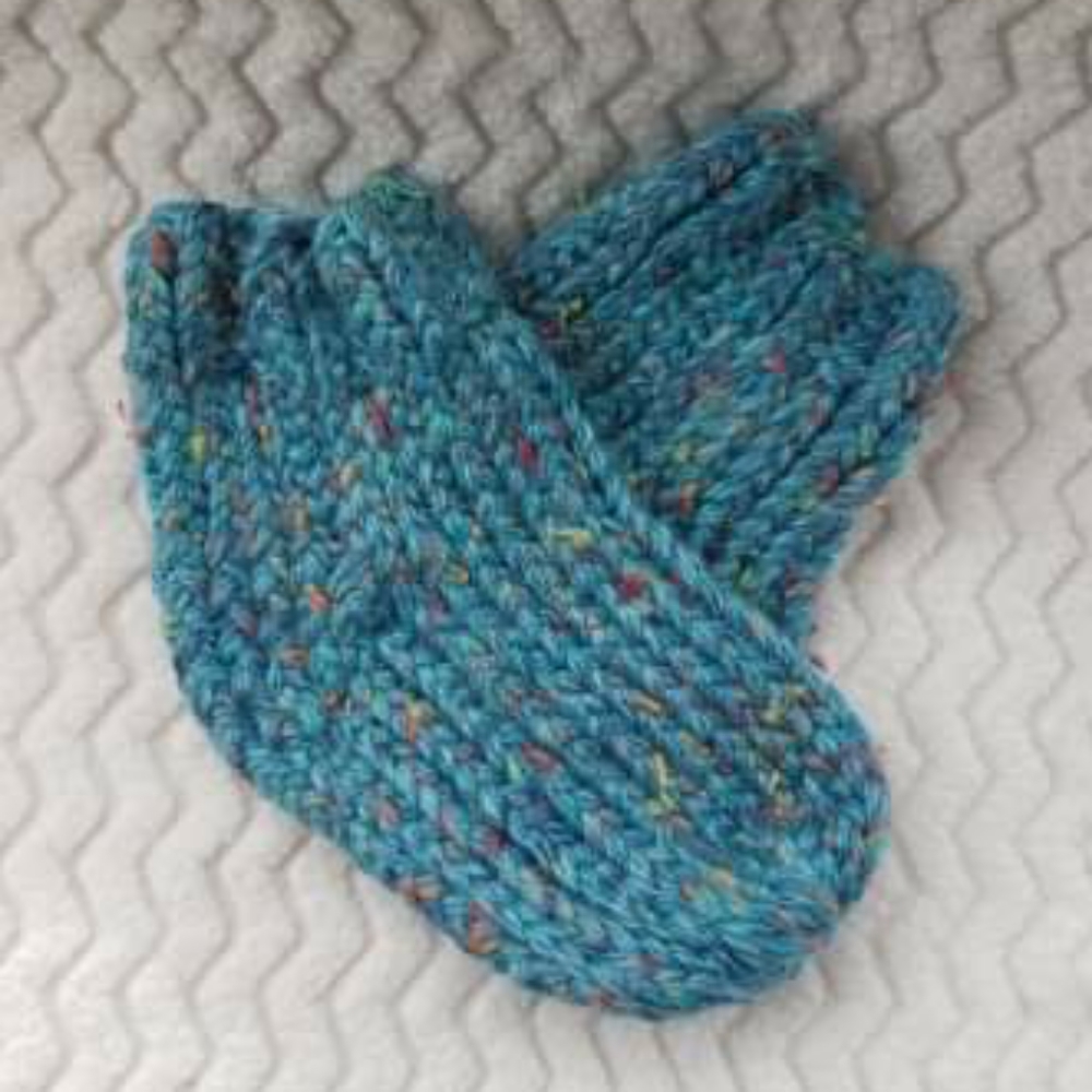 Slipper Socks (Blue/Marbled), Handcrafted NWOT